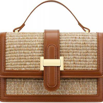 Straw Tote Bag Eco-Friendly Paper Woven Shoulder Handbag Vacation Beach Bag