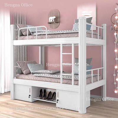 China Manufacturer Hengna Heavy Duty Detachable Steel Bunk Bed for Adult Dorms—Easy Install Boltless Design —Metal Bed Frame