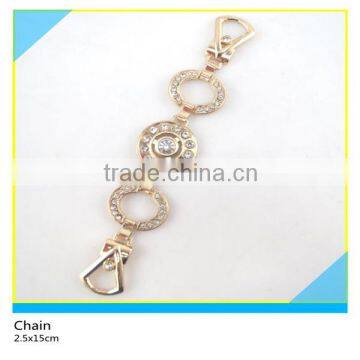 Crystal Rhinestone Chian Belt Circle Gold Metal Rhienstone Setting Chian 2.5x15cm