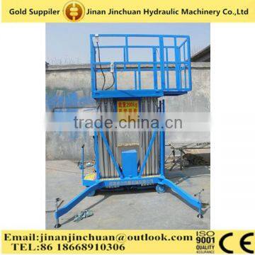 Vertical double Mast type lift table/Hydraulic double mast aluminum alloy aerial working lift 14m/200kg