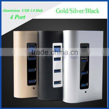 2016 Portable USB 3.0 4 Port generic Hub Aluminium Case with 2A Power Supply