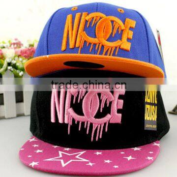 Personalized Character Embroideried Boys Girls Snapback Kids Flat Hiphop Cap