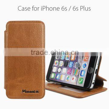 Guangzhou factory wholesale fancy genuine cow leather mobile phone case for Iphone 6 flip case for sale