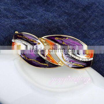 Leaf Shap Hot Selling Sex Sikh Kara Crystal Bracelet Bangle photo-2