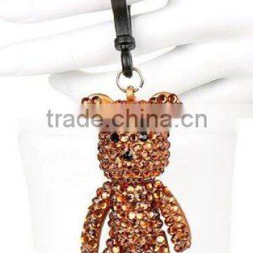 2016 Fashion Jewelry Bling Shiny Crystal Diamond Bear Keychain pendant