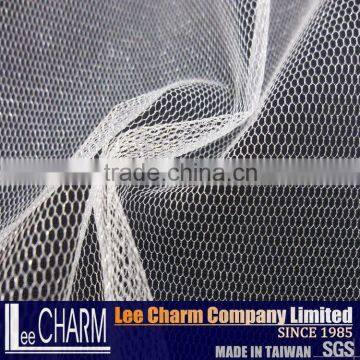 30D 21gsm Hexagon Nylon Wedding Dress Ivory Tulle Fabric