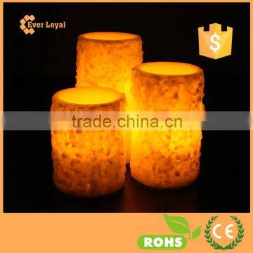 White "Snow" Textured Battery Operated Flameless LED Candle Wax Christmas Pillar Candle Set