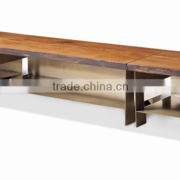 Living Room TV Stand Furniture New Model Design Modern Teak Wood With Stainless Steel Frame