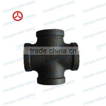 galvanized blacd female threaded banded Cross reducing malleable iron pipe fittings