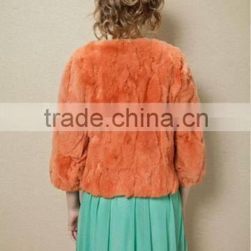 QD21769 Cute Sheared Rex Rabbit Fur Jacket From China photo-4