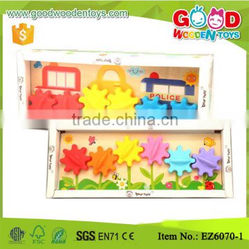 New Flowers & Cars Colour Spinning Wheels Gear Baby Wooden Toy