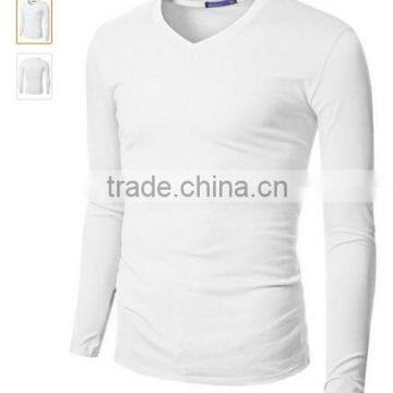 Fashio Mens V-Neck T-shirts with Long Sleeve