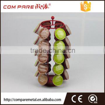 Rotating Dolce Gusto coffee capsule holder with red powder coated