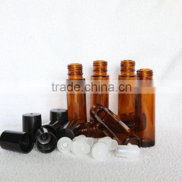 5ml,10ml,clear,amber glass roll on bottle with screw cap