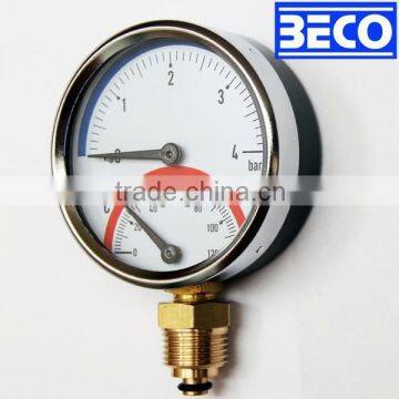 temperature gauges and pressure gauge with in one body