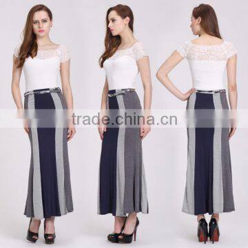 Color Block Long Maxi Skirt Muslim 2016 Fashion Summer Skirt photo-5