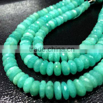 SEMI PRECIOUS NATURAL AMAZONITE 7MM-8MM FACETED LOOSE BEADS RONDELLE BEADS, AMAZONITE BEADS photo-3