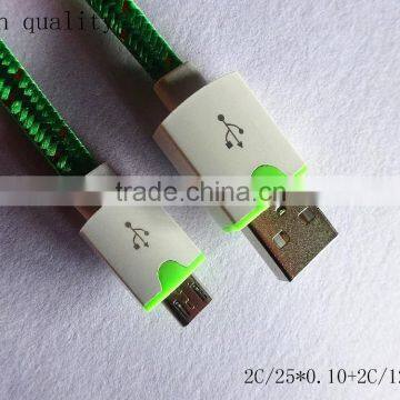 high quality braid dual color flat micro cable