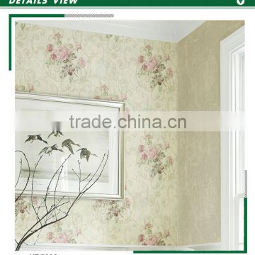 stock lot golden edge non woven wallpaper, romantic flower wall decor for bedroom , magnificent wall decor roll