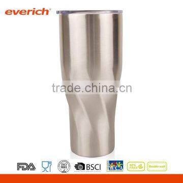 Everich Portable clear lid vacuum insulated stainless steel travel tumbler