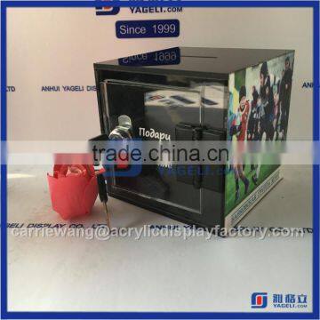 Gold Supplier Acrylic Donation Box With Lock / Acrylic Coin Box With White & Black photo-6