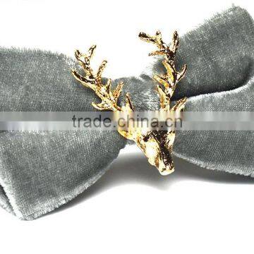 Western Style Velvet Bow Tie With Metal Deer,High-end Men's Neckwear For Suit                        
                                                Quality Choice