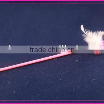 2013 cat play stick toy with ball and feather tail