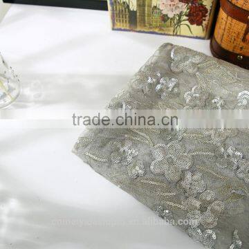 Fashion Flower Pattern Sequin Embroidery Fabric for Wedding Dress photo-3