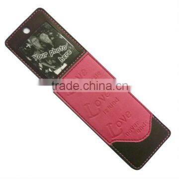 High End Debossed Leather Gift bookmark With Photo Frame