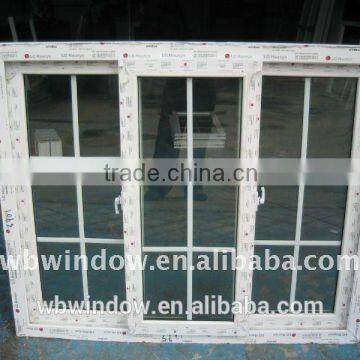 60mm series pvc sliding windows with grill design