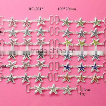 Stock hot selling Factory price colorful starfish rhinestone connector for headband/hairwear(RC-2015)