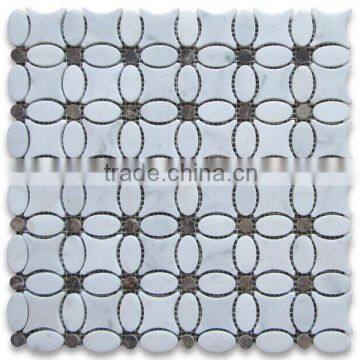 Sun flower polished mixed color marble mosaic tile