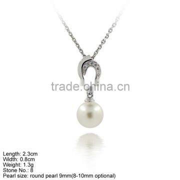 PPA2-001 925 silver pearl pendant with CZ stone