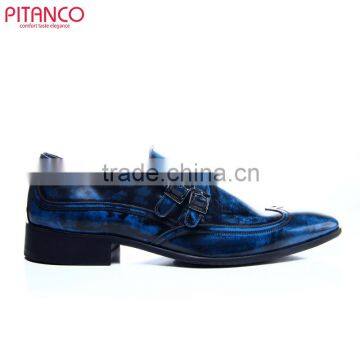 Blue Smooth-box Leather Brogues Shoes for Men photo-2