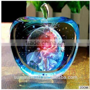 Crystal apple antique 3d laser crystal gift items