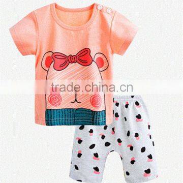 2016 baby girls summer printed cotton jersey sets