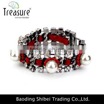 China cheap wholesale pearl rhinestone mosaic bracelet jewelry new design in 2016