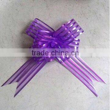 HOT SALE Striped Purple Organza Ribbon Party Decoration Butterfly Pull Bow