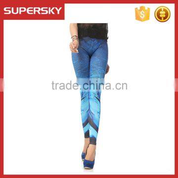 V-862 Newest Design Printed Sky Leggings Sport Tie Dye Digital Printed Leggings Womens Gym Leggings