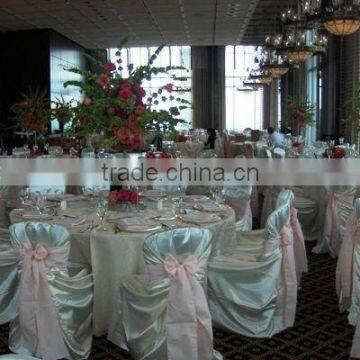 Satin self-tie chair covers with sashes