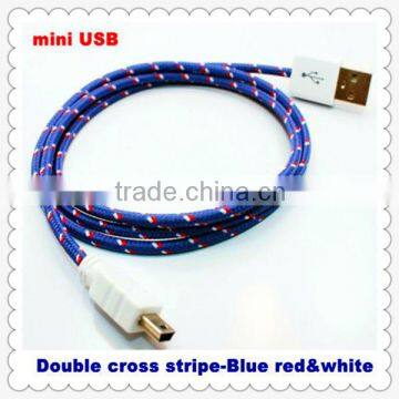 Universal Fabric braided USB AM to Mini 5PIN Charging Cable