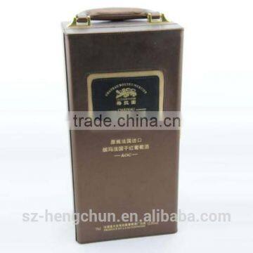 Gloss lacquer wood wine box with lock and handle supplier