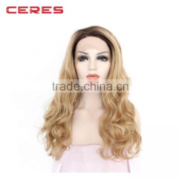 ombre blonde wig lace front long curly full hair wig for women