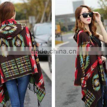 Latest Poncho With tassel Shawl blanket Scarve Wrap Aztec poncho scarf