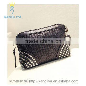 Clutches pu leather handbag purse lady long bag rivets ornament black and silver color available