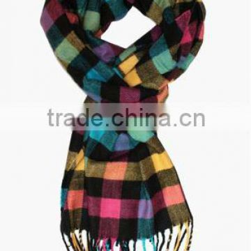 Colorful, Plaid Check Cashmere Feel Winter Scarf