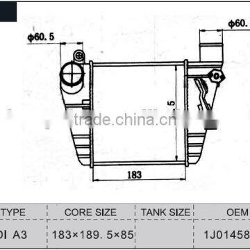 auto part intercooler core for audi A3 OE 1j0145805b water cooled intercooler