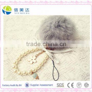 Fashion plush mobile phone and bag pendant/String of Pearls keychain plush toy