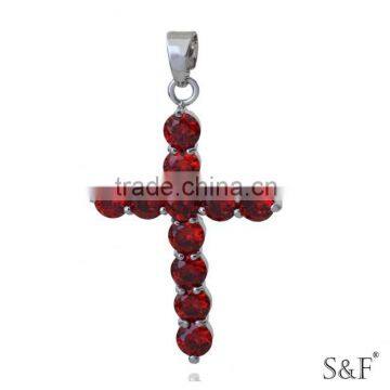 q1553400 Hot Selling Cubic Zirconia red cross pendant