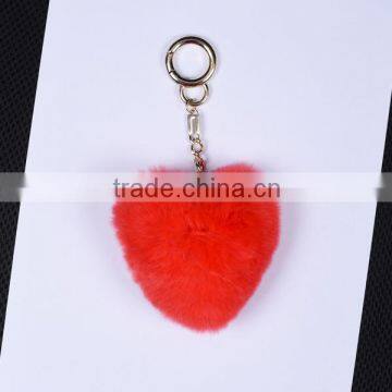 Rex rabbit fur keychain/fur heart pompom keychain/fur keychain accessories KZ160052                        
                                                Quality Choice